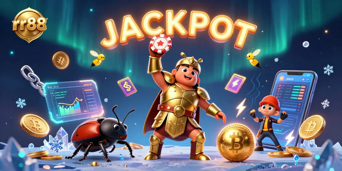 Spin the big wins with rr88's vibrant jackpot scene featuring lucky elements.