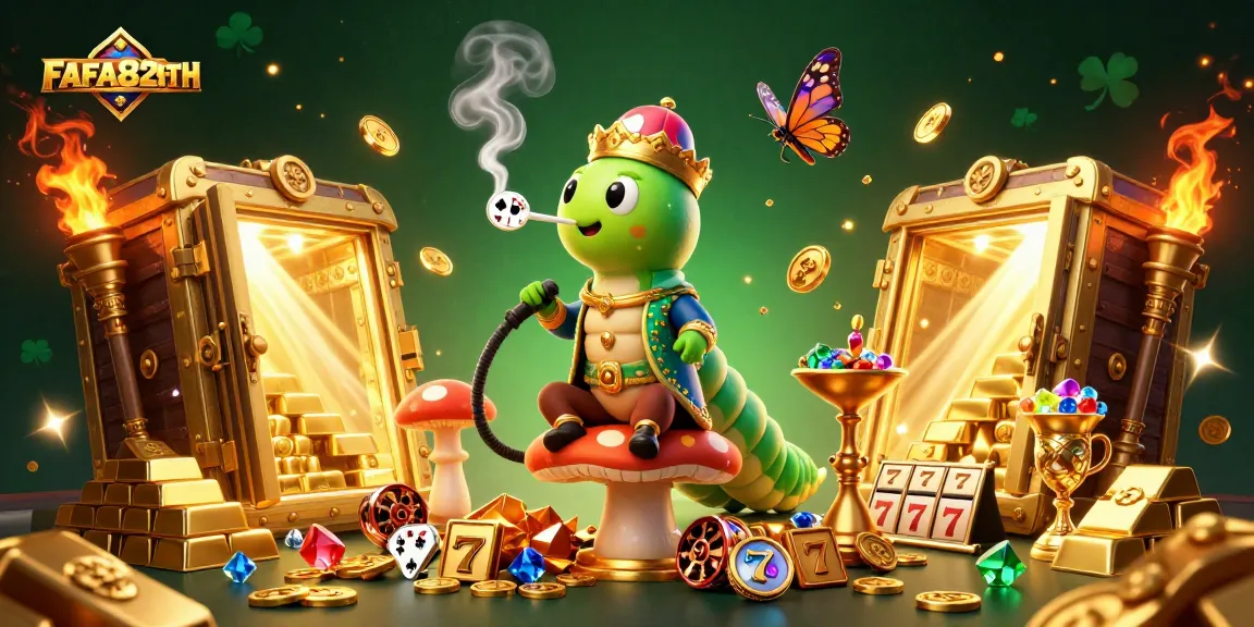 Experience the magic of FAFA828TH with a whimsical 3D scene of a caterpillar gaming master.