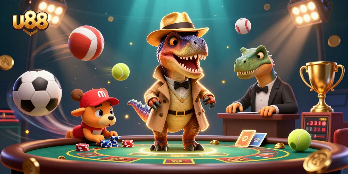 Experience thrilling gameplay at u88 with the lively characters at a dynamic blackjack table, showcasing an engaging casino atmosphere.