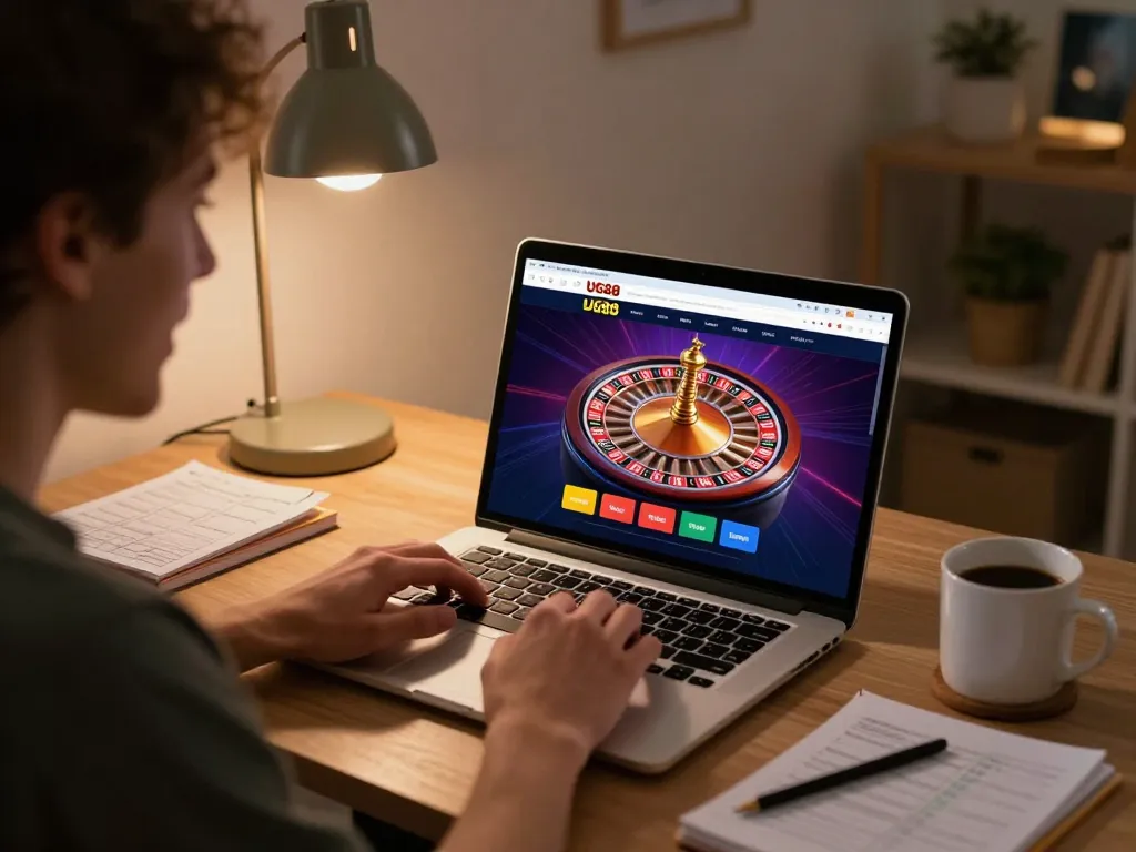 Engaging user plays on UG88 casino platform while experiencing a thrilling online gaming session