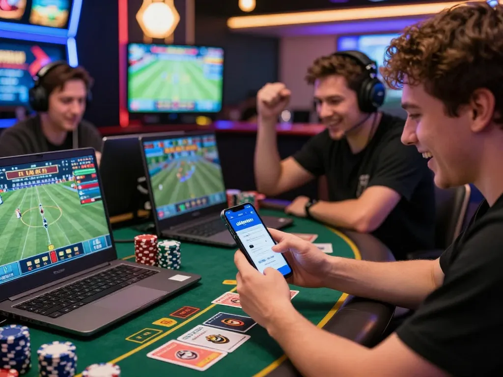 Players engaging on https://okwin68.net/ in a vibrant online gambling scene, showcasing excitement and community.