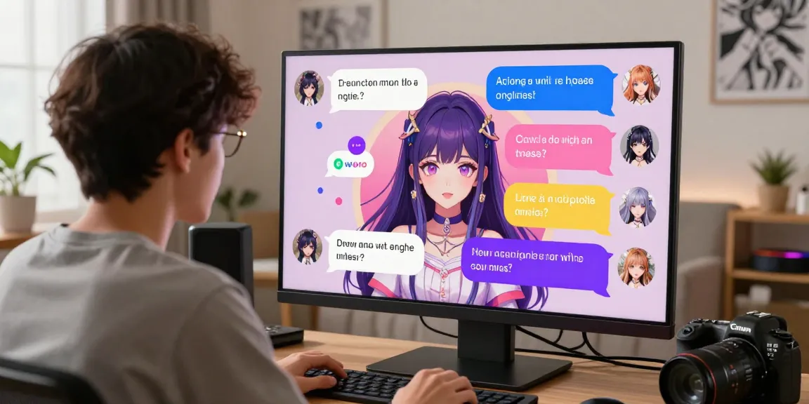 Engaging ecchi chat AI interaction with colorful avatars and playful dialogue.