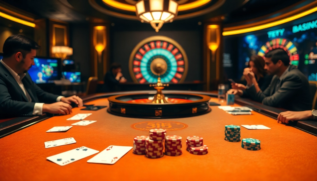 Experience the thrilling gameplay of 98win đăng nhập with vibrant casino elements and luxurious tables.