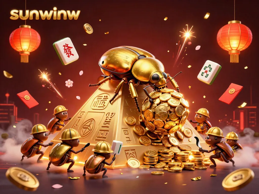 Experience the thrill with sunwinw's captivating golden beetle and vibrant casino elements.