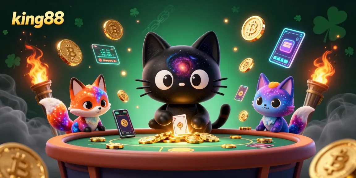 Experience thrilling gameplay at king88 with vibrant casino elements and cosmic characters.