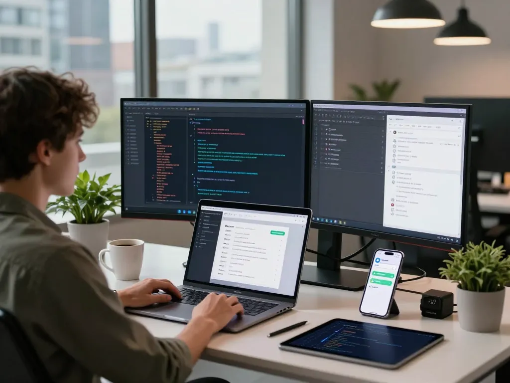 MoltBot AI demonstration in a modern workspace showcasing task automation and multi-platform communication integration.