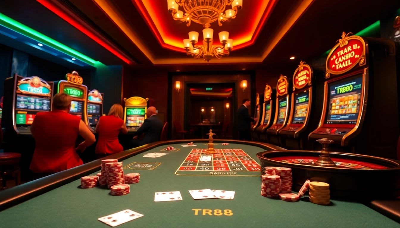 Experience the thrill of online gambling with the TR88 link, featuring vibrant casino games and luxurious setups.