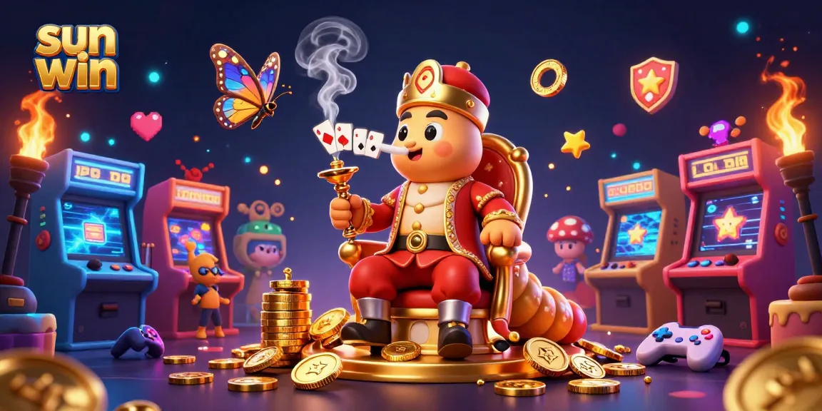 Play thrilling games at sun win with a vibrant 3D casino scene showcasing an extravagant caterpillar and exciting game elements.