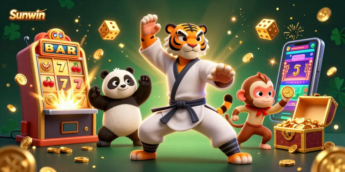 Experience Sunwin's thrilling casino adventure with lively characters and vibrant game elements.