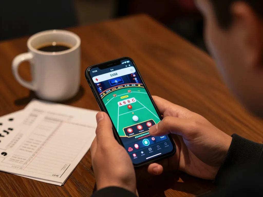 Engaging with the SX88 app for online casino gaming on a smartphone, showcasing live dealer interaction.