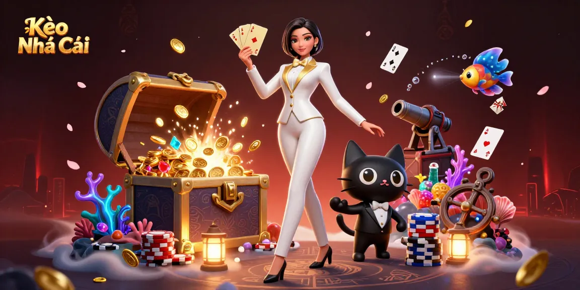 Kèo Nhà Cái highlights betting strategies amidst vibrant casino elements in an engaging 3D illustration.
