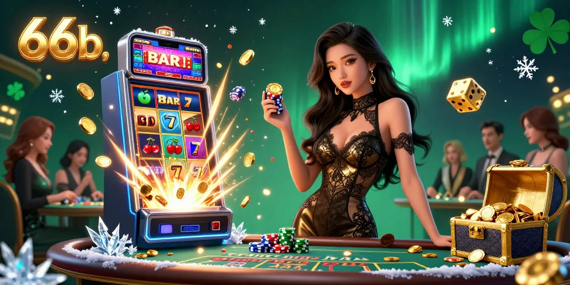 Experience high-stakes gaming at 66b with a glamorous baccarat scene showcasing chips and luxury.