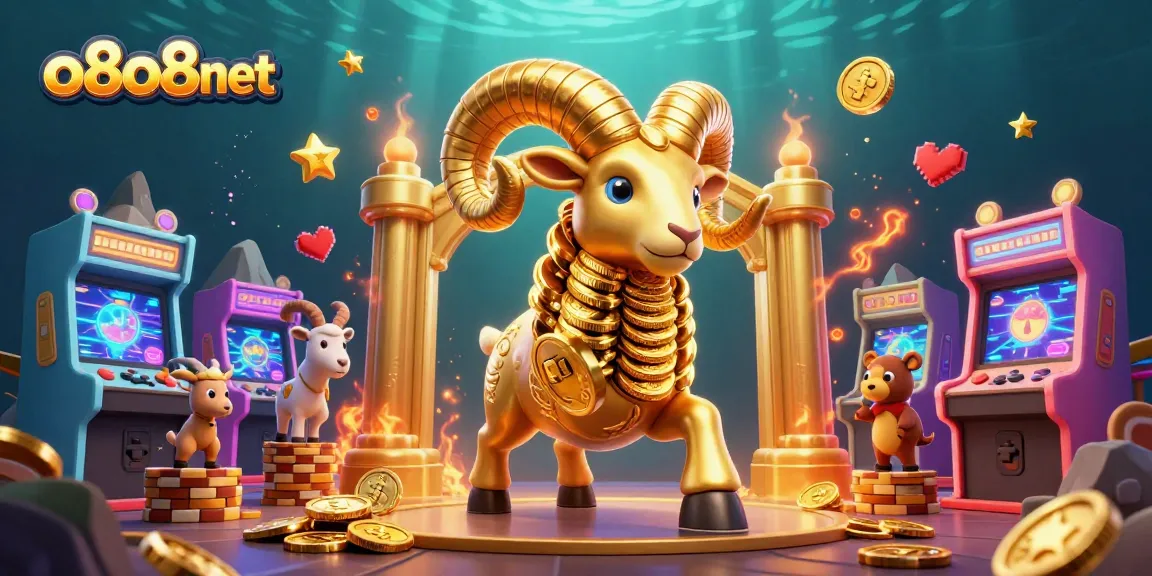 Engage with thrilling games at o8o8net, featuring a golden ram and arcade games in an exciting casino atmosphere.