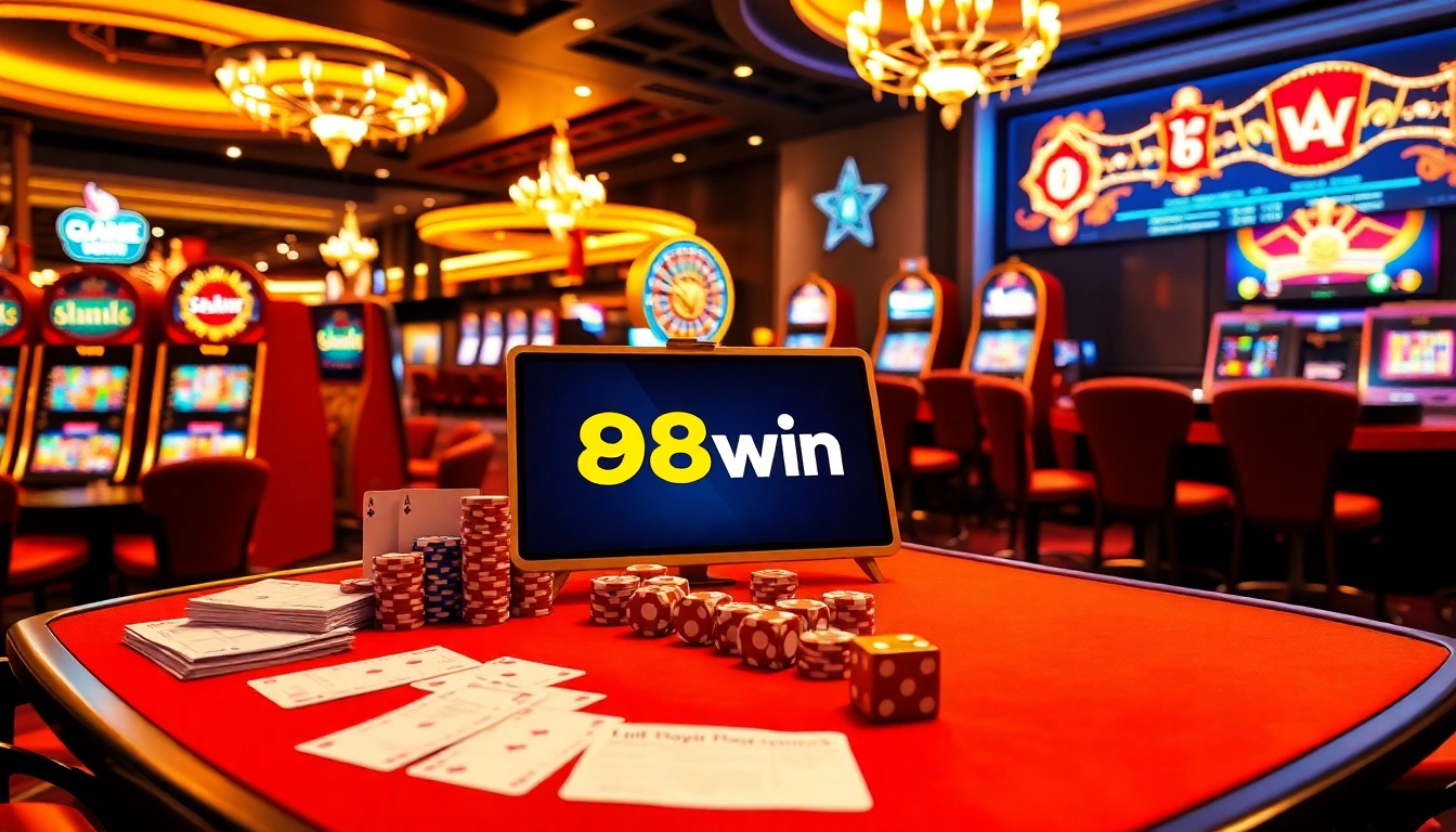 Lô đề 98win betting scene highlighting vibrant casino elements and an engaging online interface.