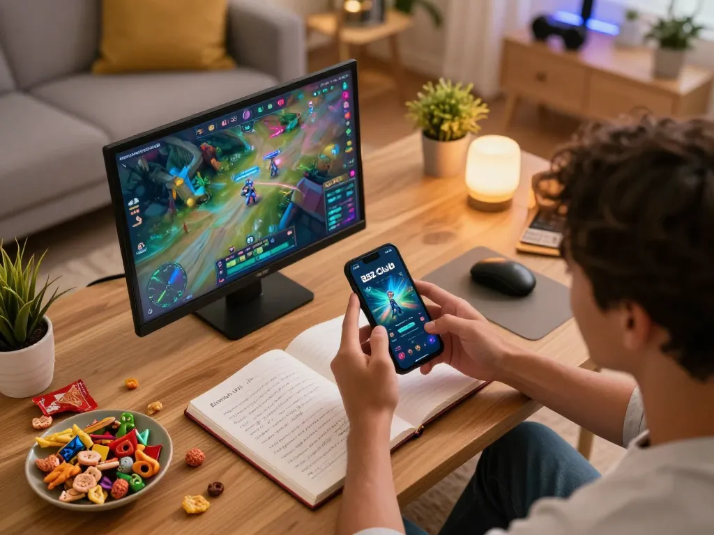 B52 Club player engaging with thrilling mobile games from the comfort of home.