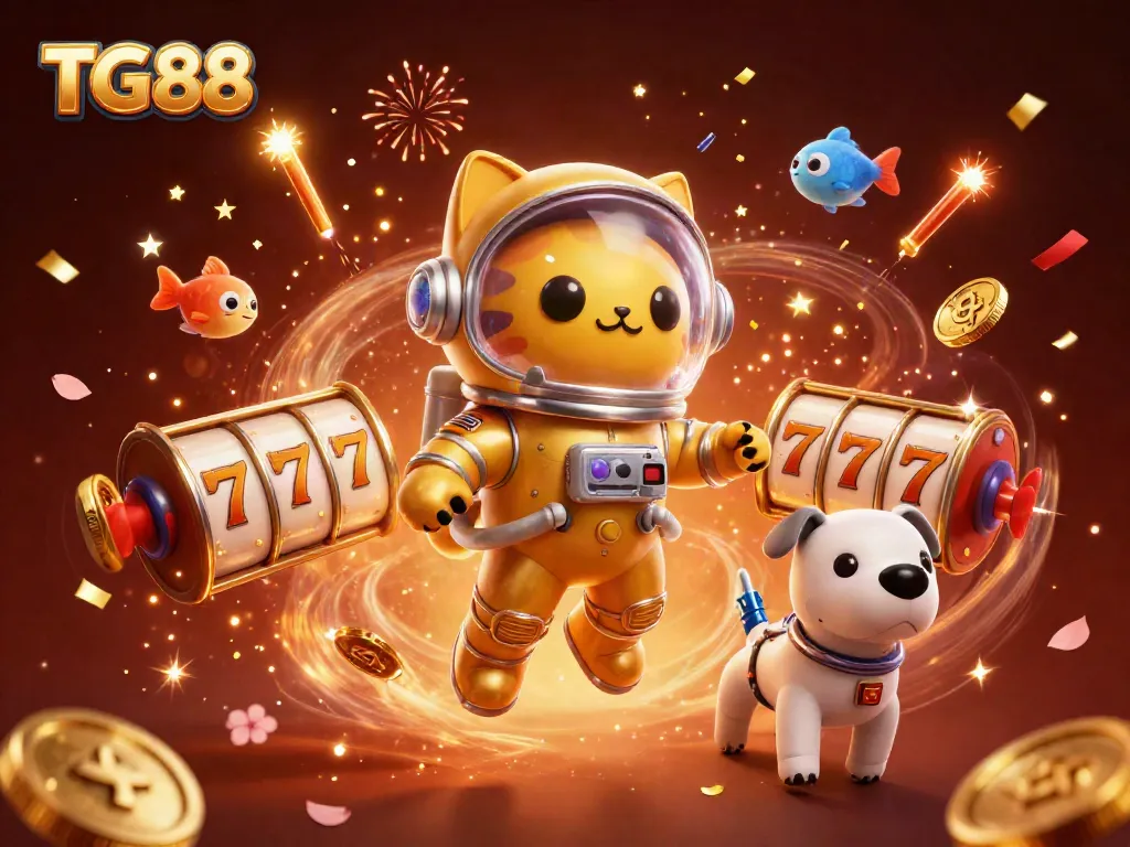 Experience thrilling gaming adventures with TG88 in this dynamic 3D casino scene.