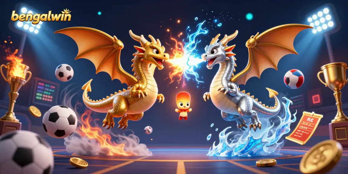 Bengalwin casinos ignite excitement with a duo of dragon characters showcasing fire and ice elements in this dynamic virtual scene.