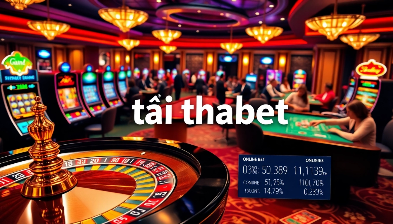 Gamblers enjoying an exciting atmosphere at a casino, highlighting the keyword tải thabet in the experience.