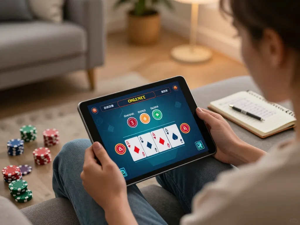 Player strategizing and betting in online blackjack with man88ink, focusing on cards and chips.