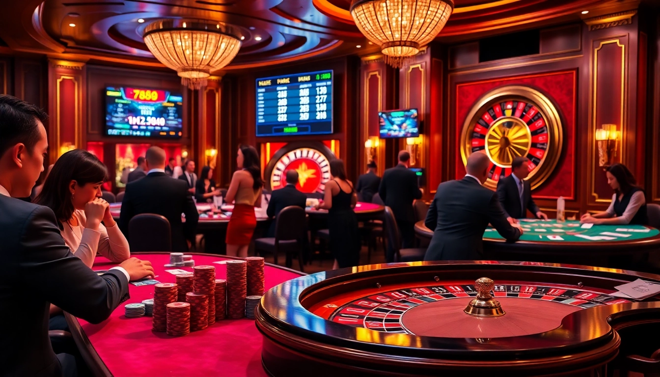 Exciting gambling action at 789f casino with vibrant table games and lively players.