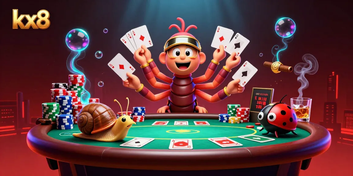 Experience thrilling poker action with kx8's colorful characters and dynamic gameplay elements.
