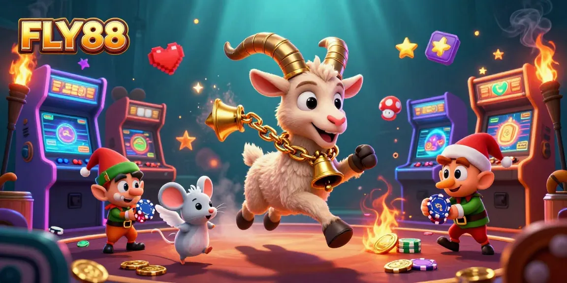 Fly88 offers a thrilling casino experience with animated characters in a festive atmosphere.