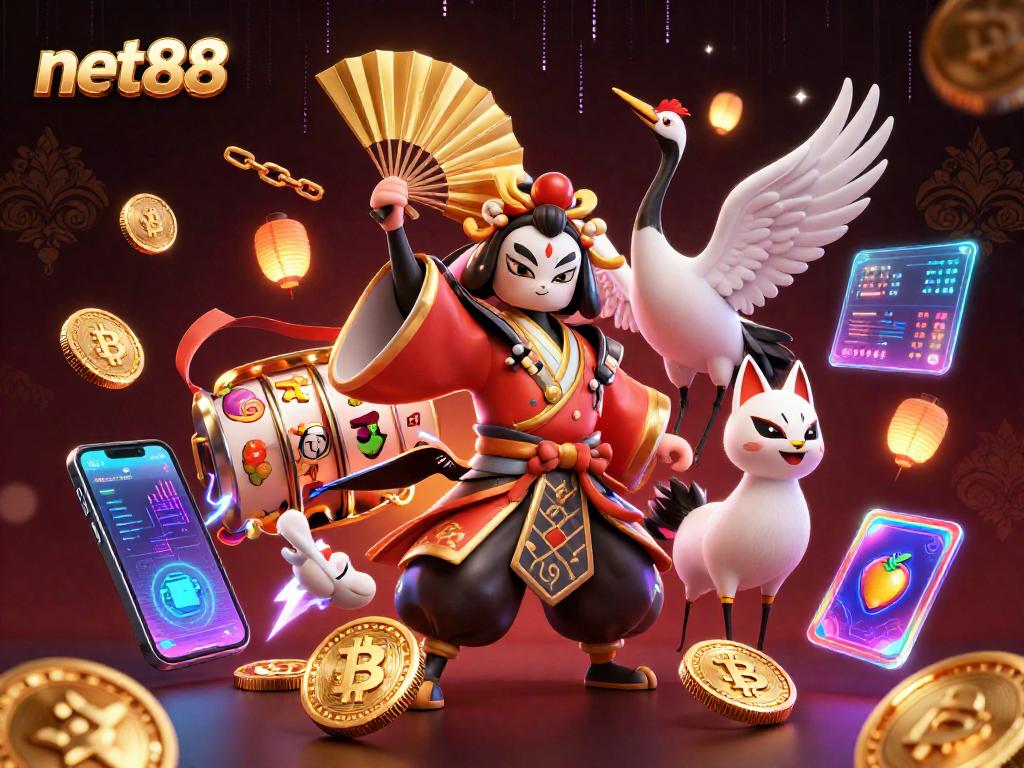 Experience thrilling wins at net88 with a vibrant casino scene featuring iconic 3D characters.