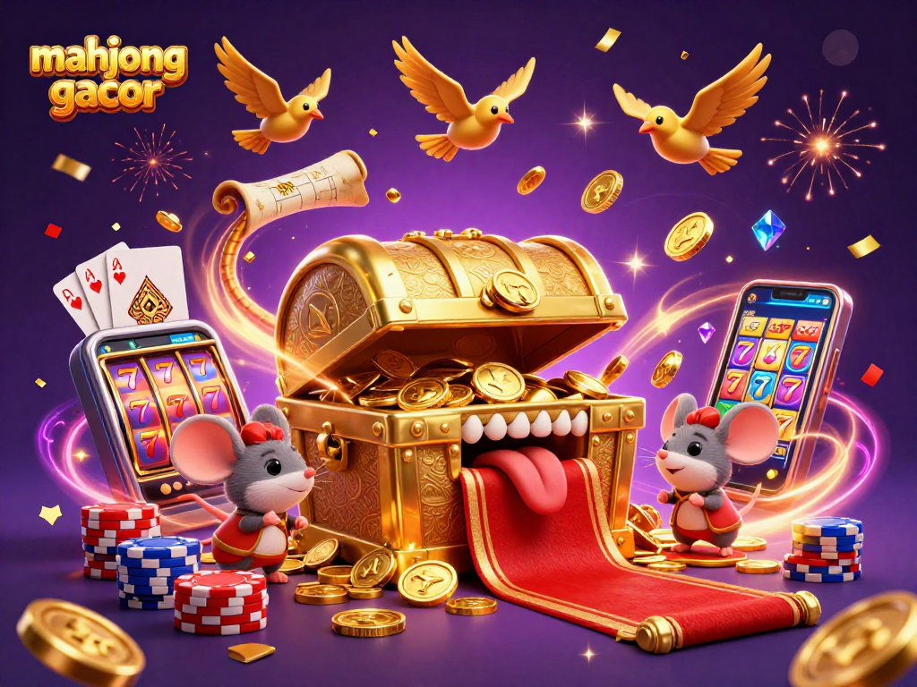 Engage in the thrill of mahjong gacor with vibrant treasures and exciting slot elements in a rich casino scene.