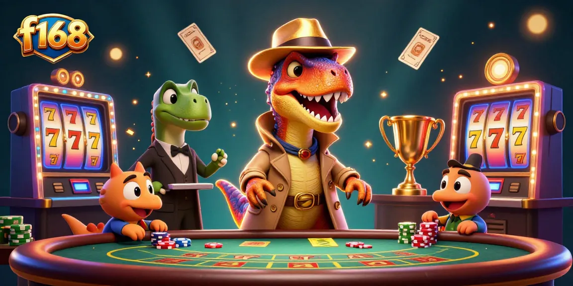 Experience exciting gaming wins at f168 with a velociraptor in disguise at a blackjack table.