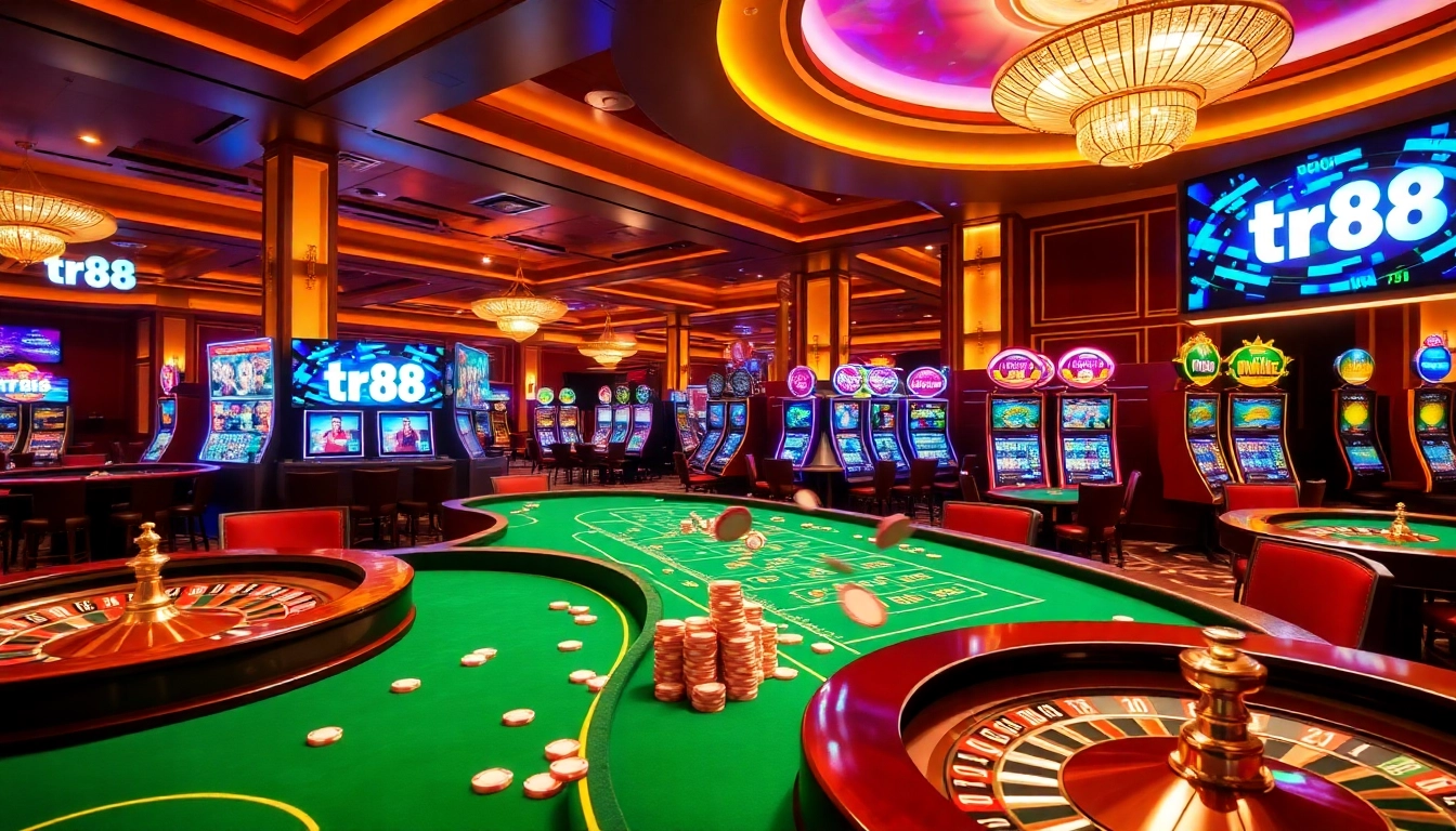 Experience the excitement at tr88 with dynamic casino tables and vibrant gaming action.