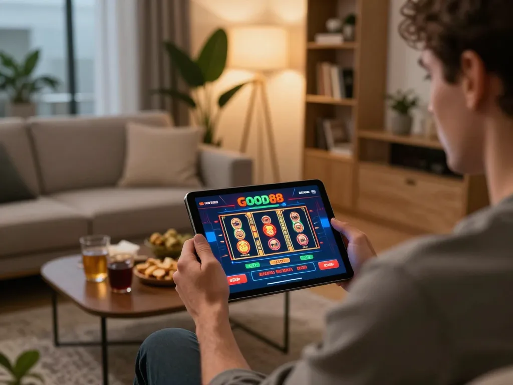 Engaging with the GOOD88 online casino platform for strategic gameplay and successful betting.