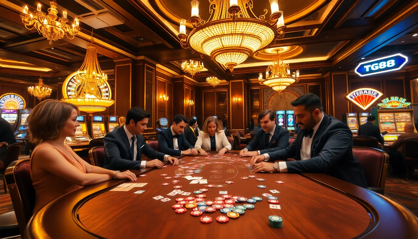 Experience the excitement at https://jtg88.com/ with a high-stakes poker game in a luxurious casino setting.