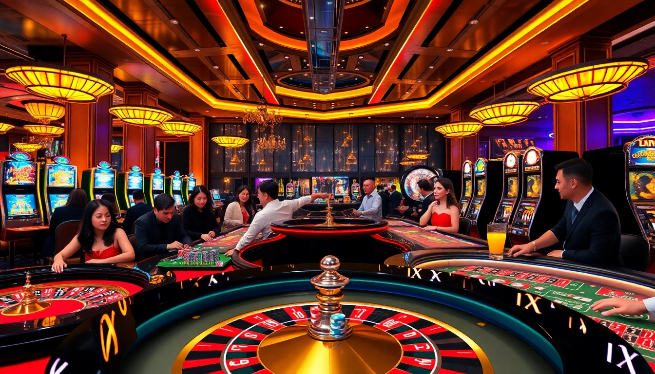 Experience the excitement of gambling at uu88 vom with vibrant casino tables and joyful players.