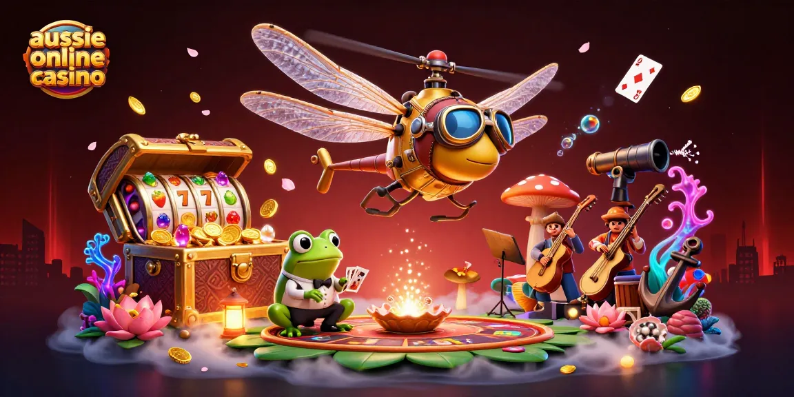 Experience excitement at an aussie online casino with dynamic characters and vibrant gaming elements.