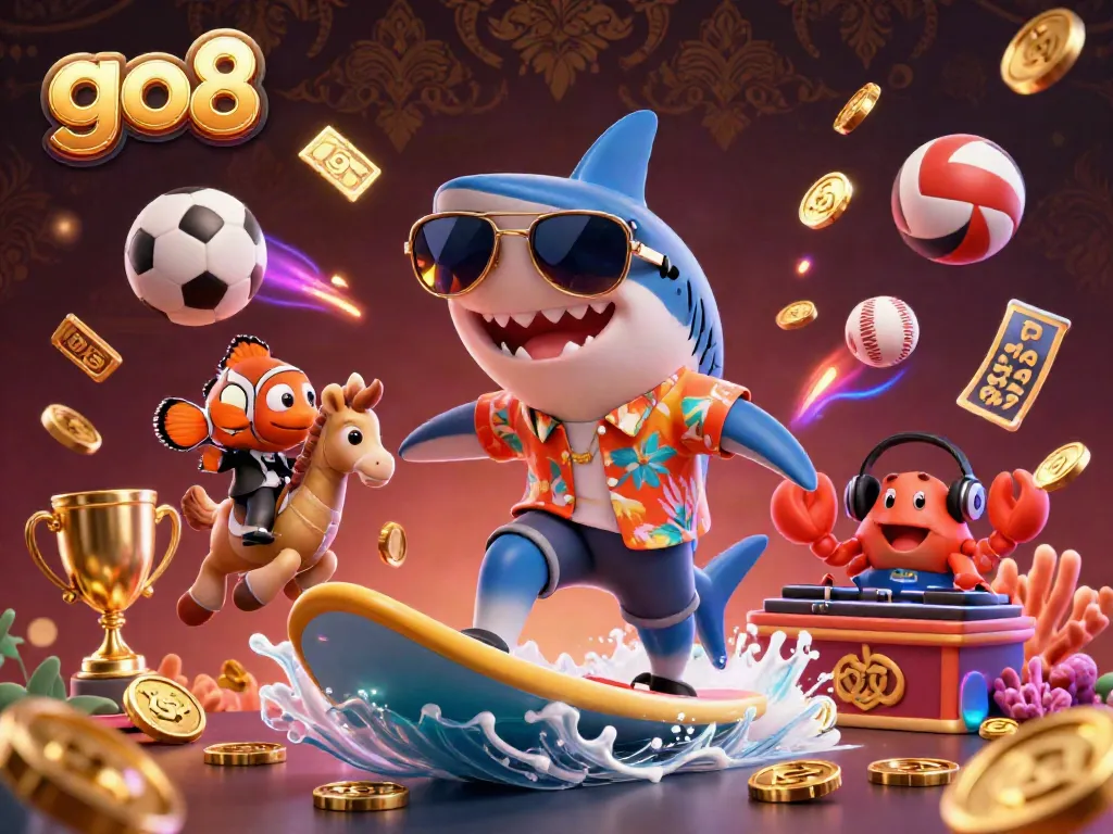 Engage with go8's thrilling casino experience featuring vibrant characters and dynamic gambling elements.