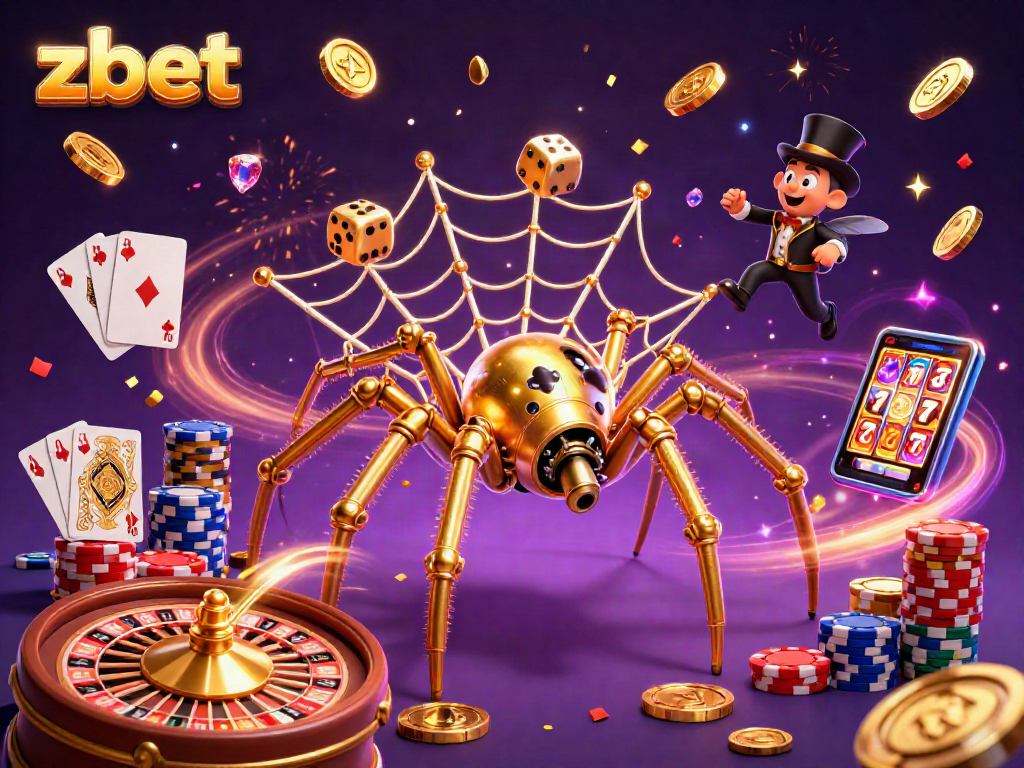 Bet and win big with zbet in a dynamic, lavish casino scene filled with exciting elements.