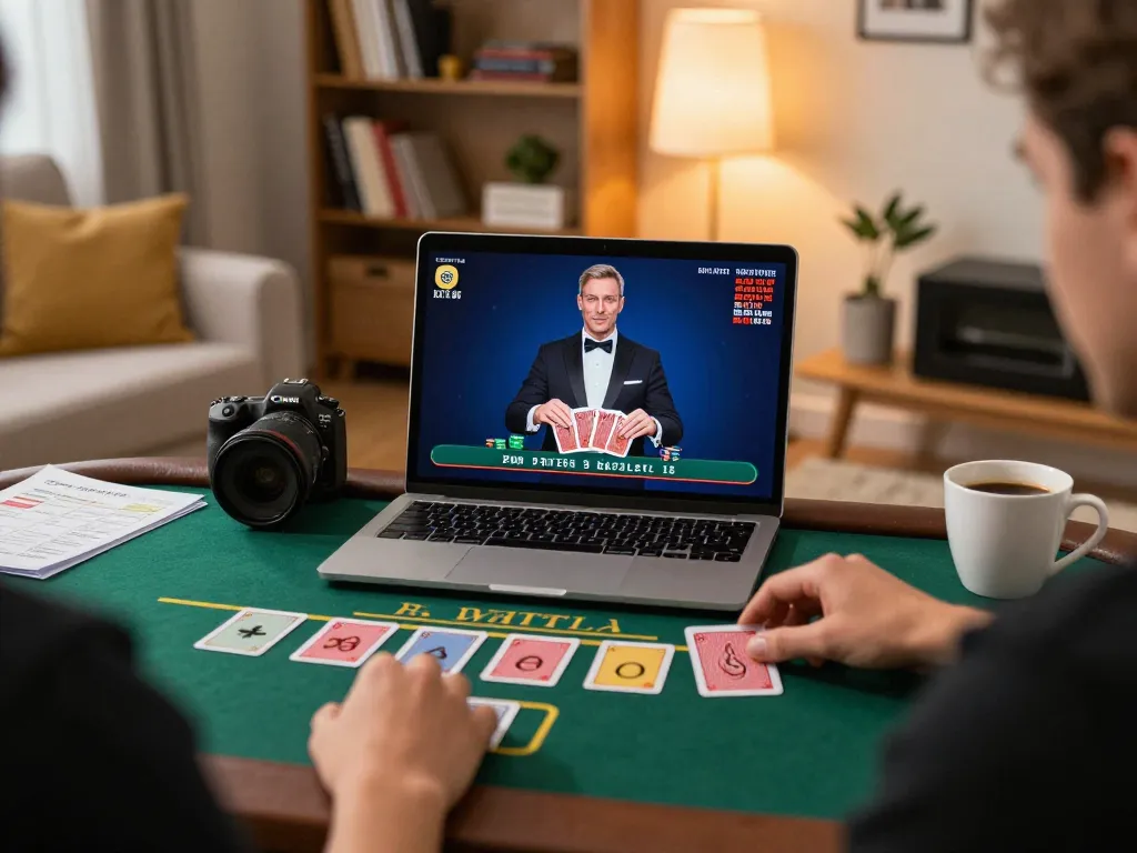 Player enjoying live dealer blackjack session at home with 789win1 interface, showcasing strategic fun.