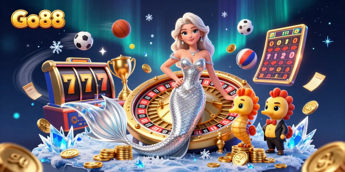 Win big with Go88's exciting new slots, featuring a captivating mermaid and dynamic game elements.