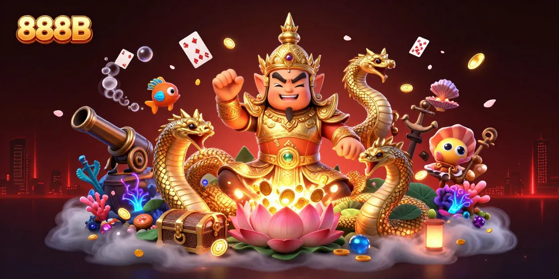 Unlock big wins with 888B's vibrant gambling heroes amidst spectacular gold treasures.