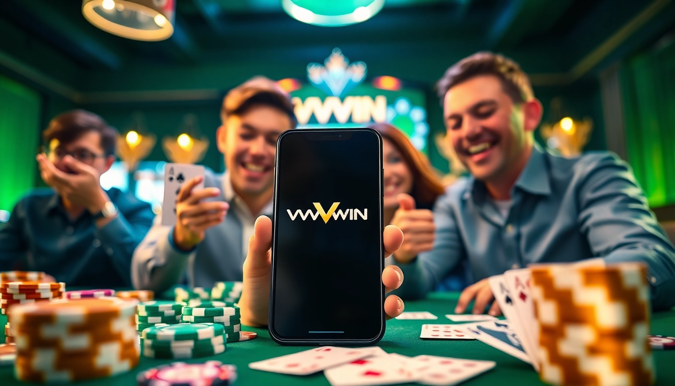 Explore the exciting online betting experience at vvvwin88.live featuring happy users and vibrant casino elements.