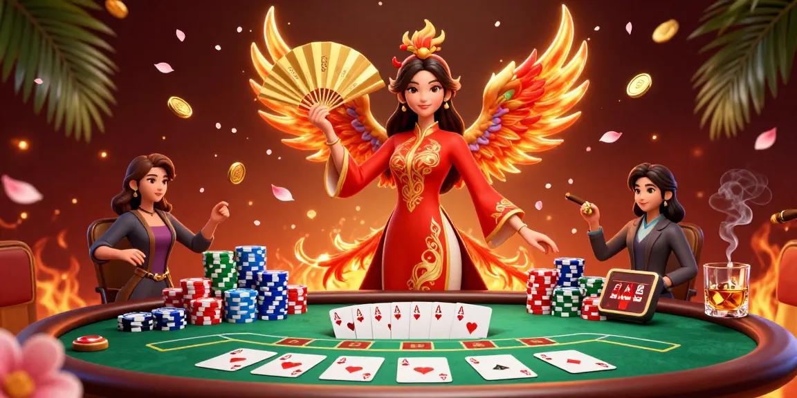 Celebrate winnings at RR88 with a vibrant scene showcasing poker adventures amidst golden coins and cherry blossoms.