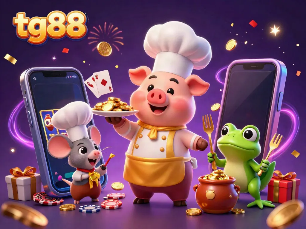 Celebrate wins with tg88 in a vibrant 3D casino scene featuring extraordinary characters and games.