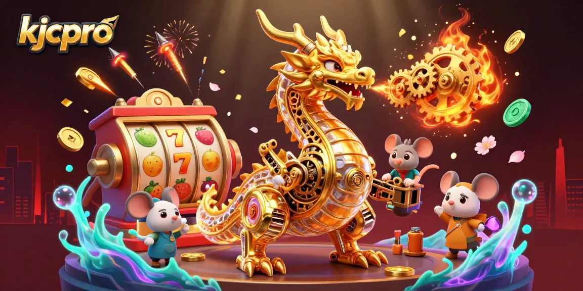 Experience the thrilling adventures at kjcpro with vibrant slot reels and a golden dragon!