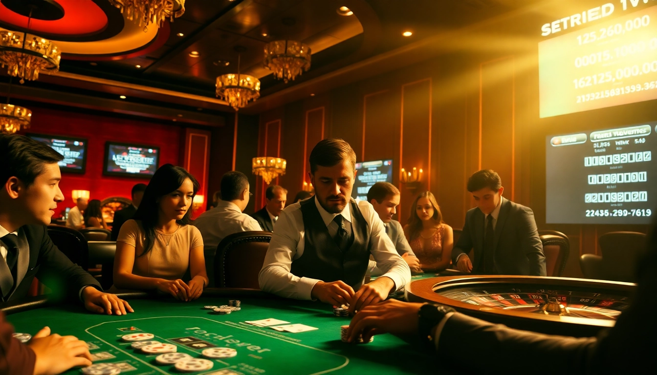 Players enjoying an intense poker game in a luxurious casino setting, related to the hidden wiki.