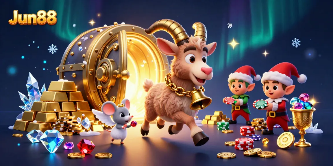 Engage in exciting gameplay at Jun88 with festive characters in a vibrant casino scene.