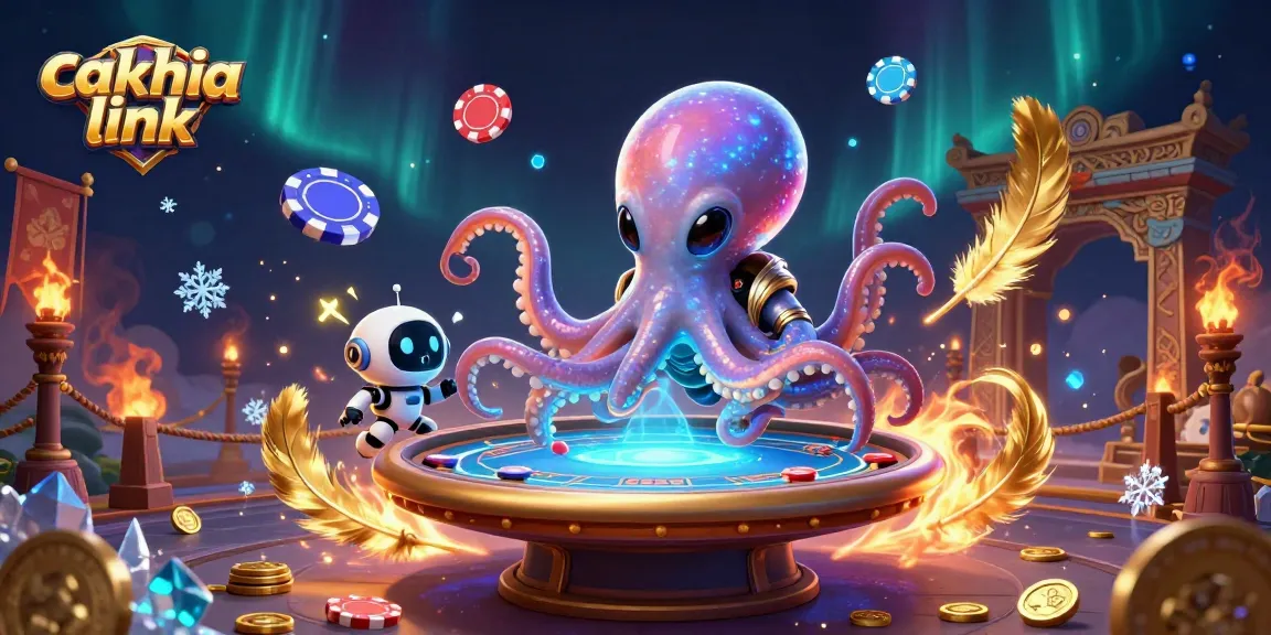 Experience the thrill of cakhia link with alien characters and lively poker action in this exciting illustration.