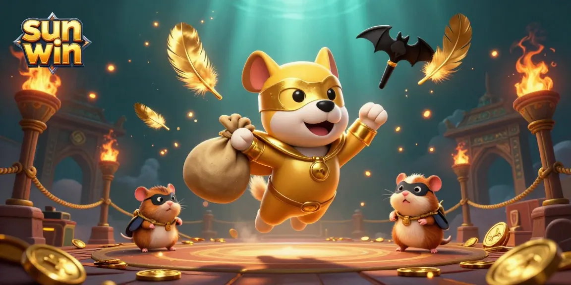 Experience sun win with vibrant gaming action in a colorful casino scene featuring a superhero dog.