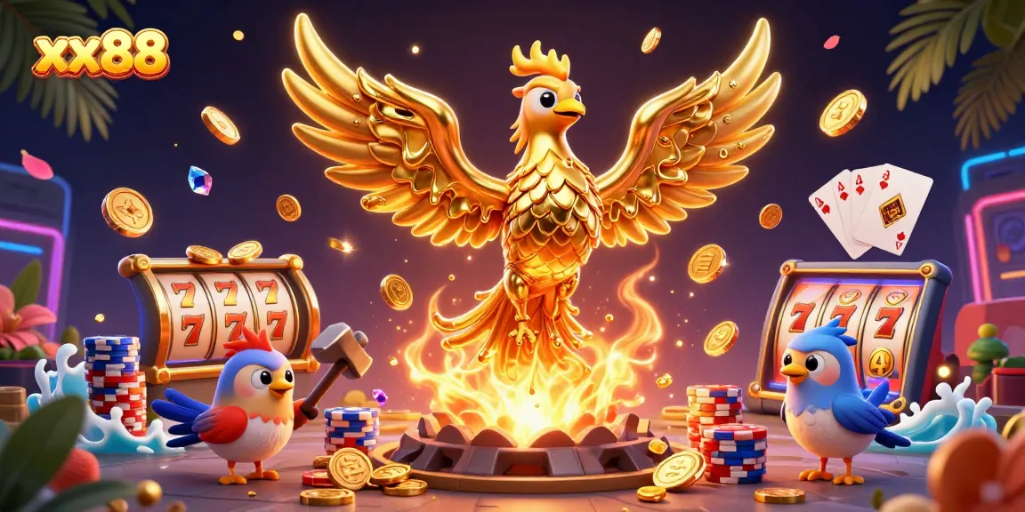 Experience thrilling wins at xx88 with dynamic golden phoenix and vibrant casino elements.
