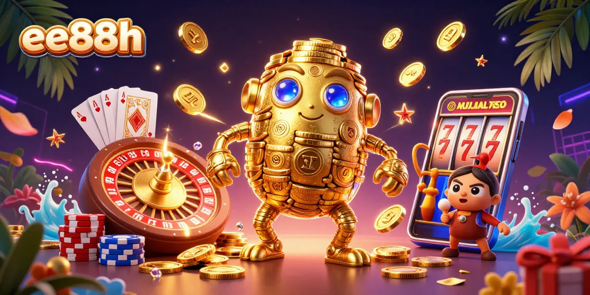 Experience the excitement of ee88h with a dazzling golden golem and dynamic casino elements.