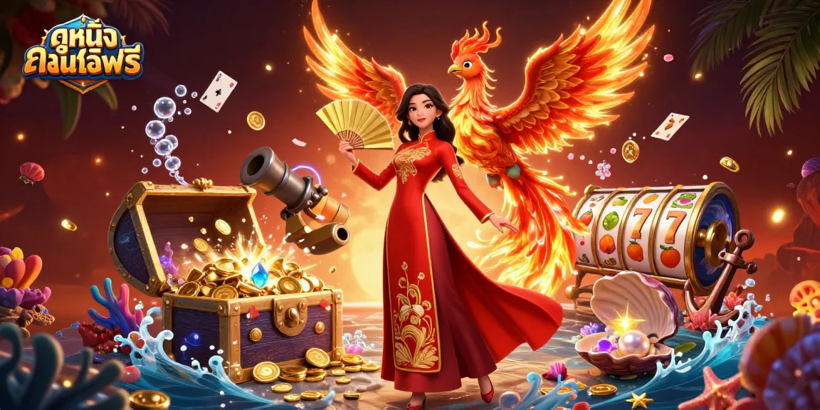 Experience ดูหนังออนไลน์ฟรี with immersive scenes featuring vibrant characters and gambling action.